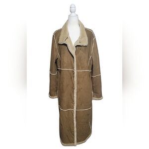 Novelti Faux Suede and Faux Fur Long Line Coat